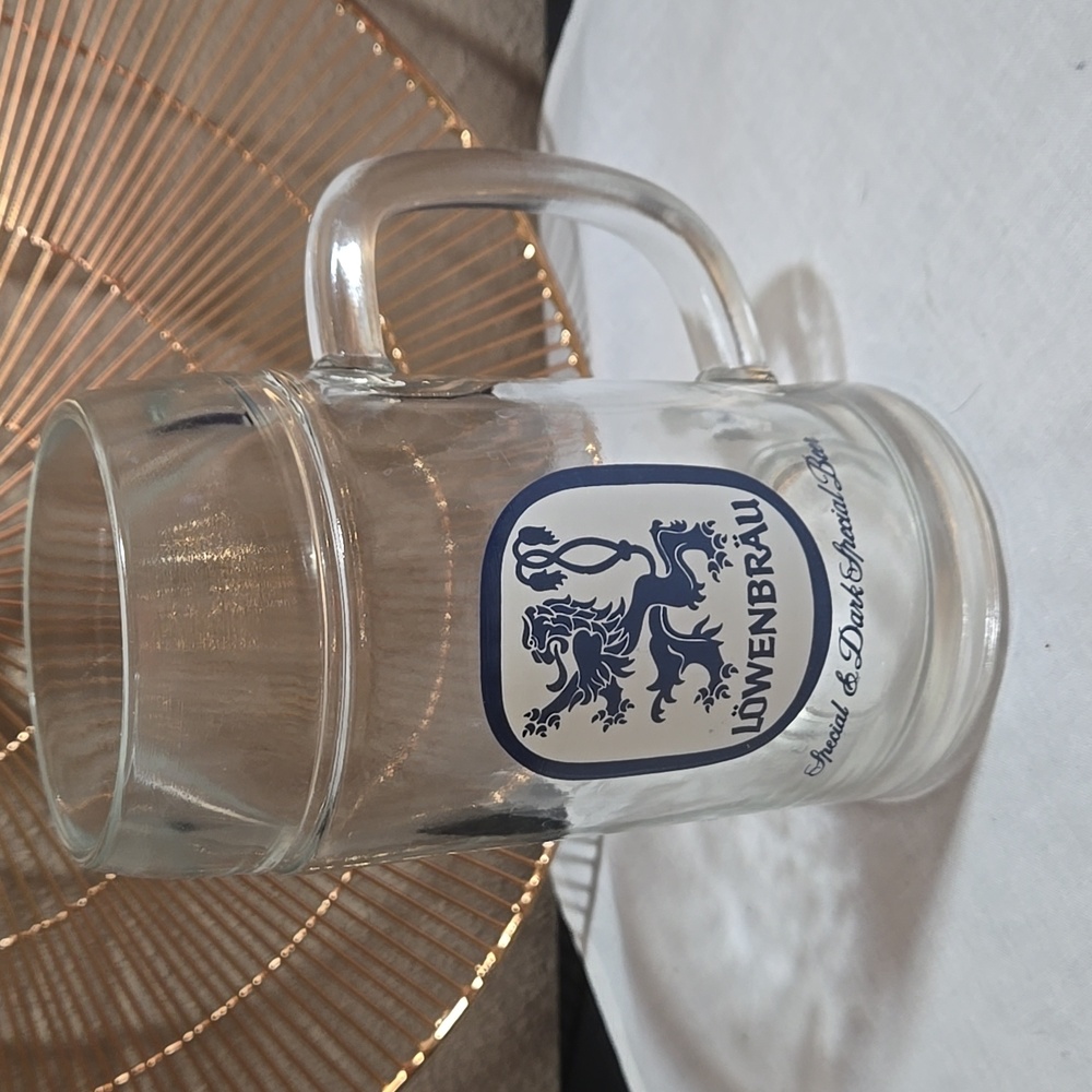 Vintage Lowenbrau Glass Beer Mug.